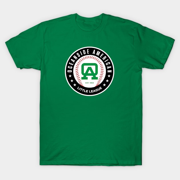 OALL Circle League Logo - Black/Green T-Shirt by Oceanside American Little League